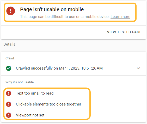 Issues for page failing the Mobile-Friendly Test
