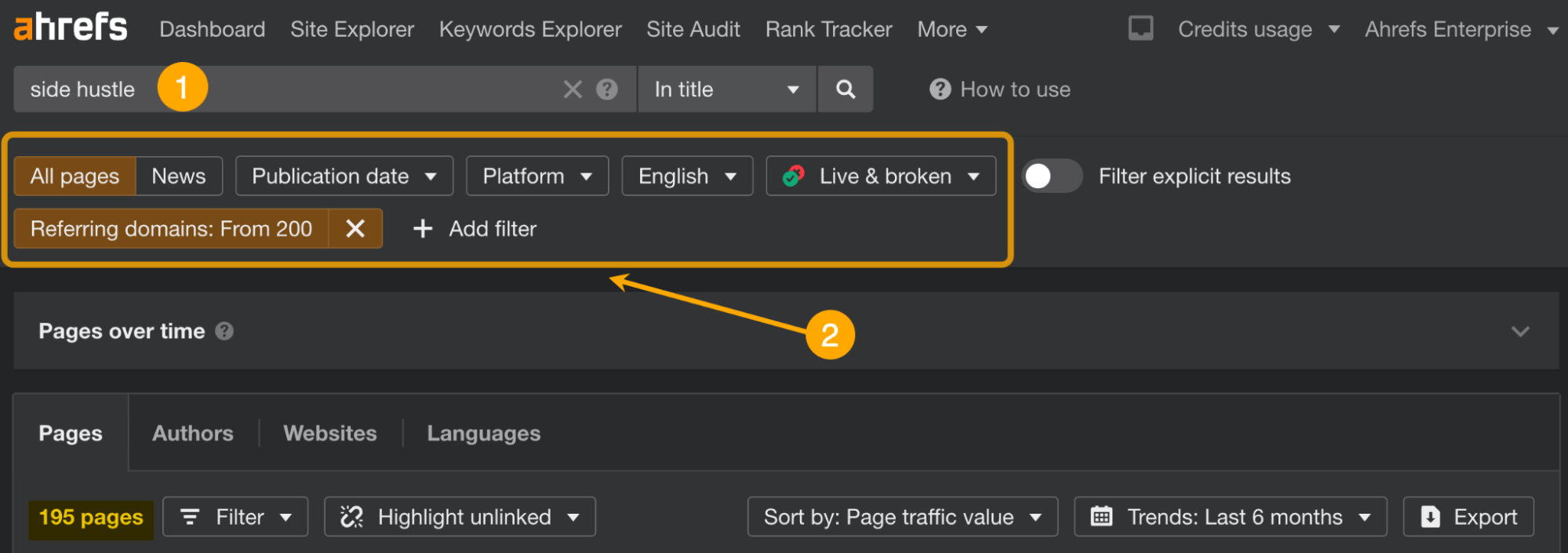 可以获得链接的内容-在 Ahrefs Content Explorer（内容分析）中进行研究