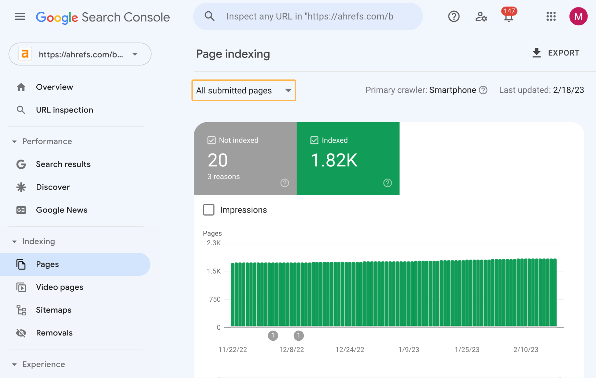 Checking indexing errors in GSC