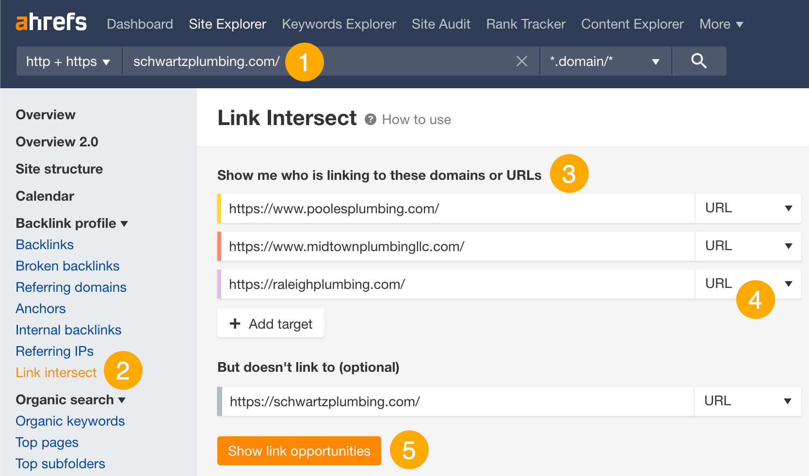 How to use the Link Intersect report in Ahrefs' Site Explorer

