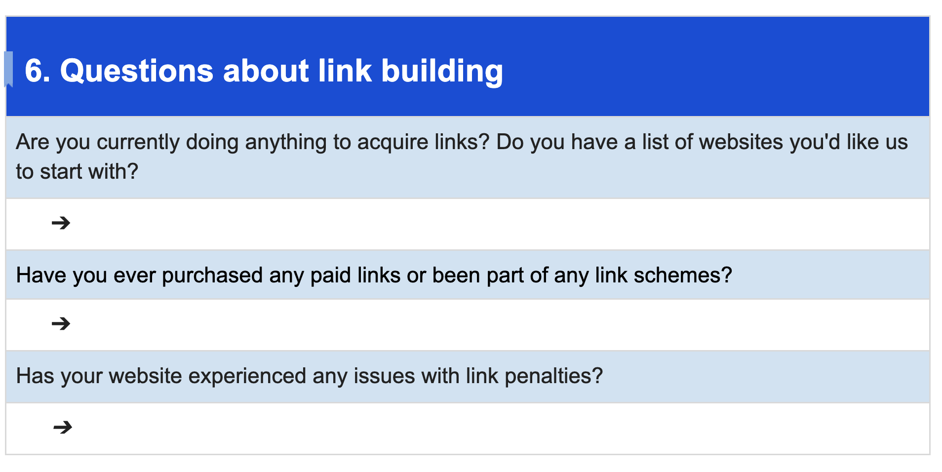 Preguntas sobre la construcción de enlaces