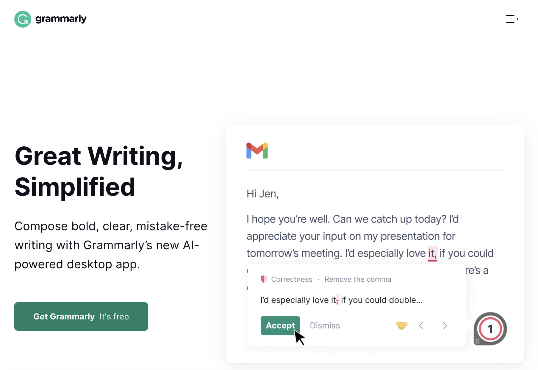 Grammarly homepage