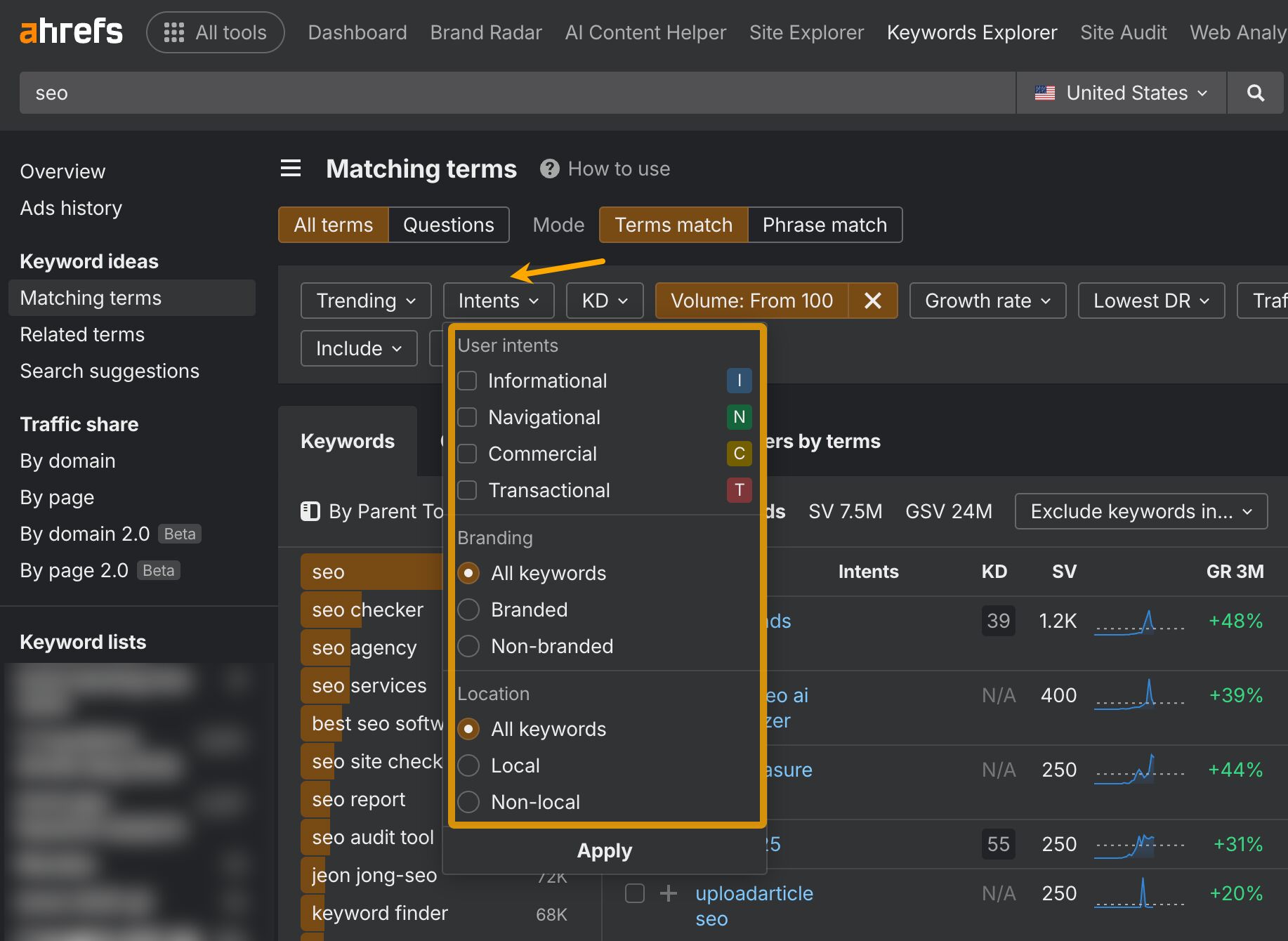 intent filters
