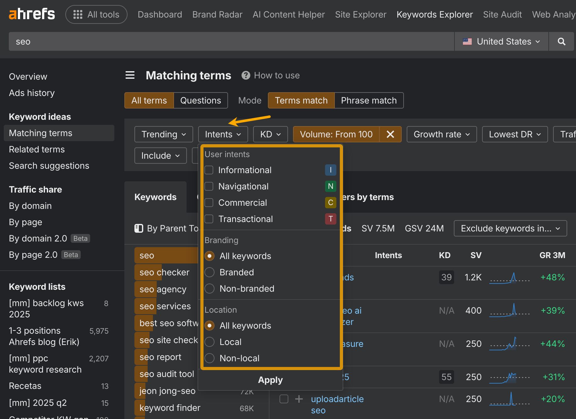 Intent filters
