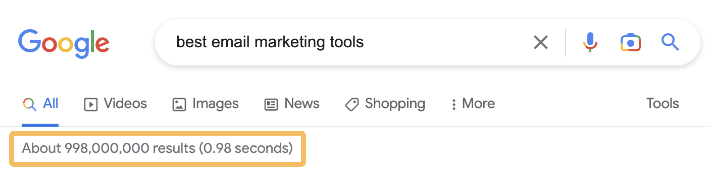 Google search results for "best email marketing tools"
