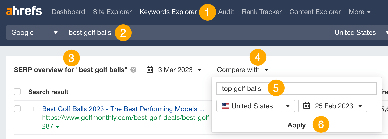 Using the SERP similarity feature in Ahrefs' Keywords Explorer
