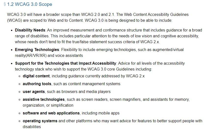 Diretrizes propostas WCAG 3.0