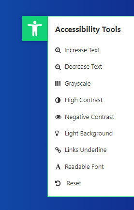 Menu de usuário de acessibilidade com um clique