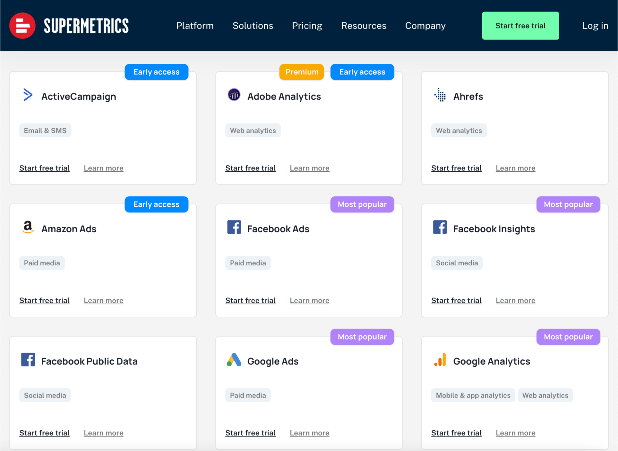 Conectores Supermetrics, via Supermetrics
