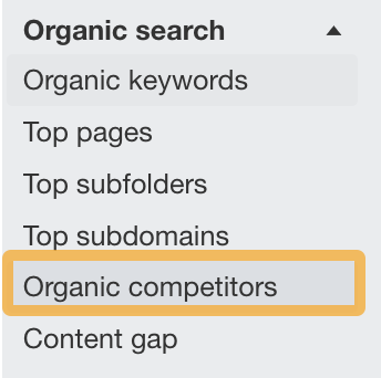 "Organic competitors" menu, via Ahrefs' Site Explorer
