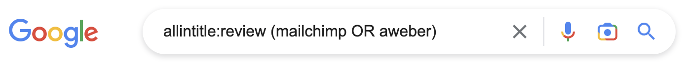Finding websites that have reviewed competitors with the allintitle: operator