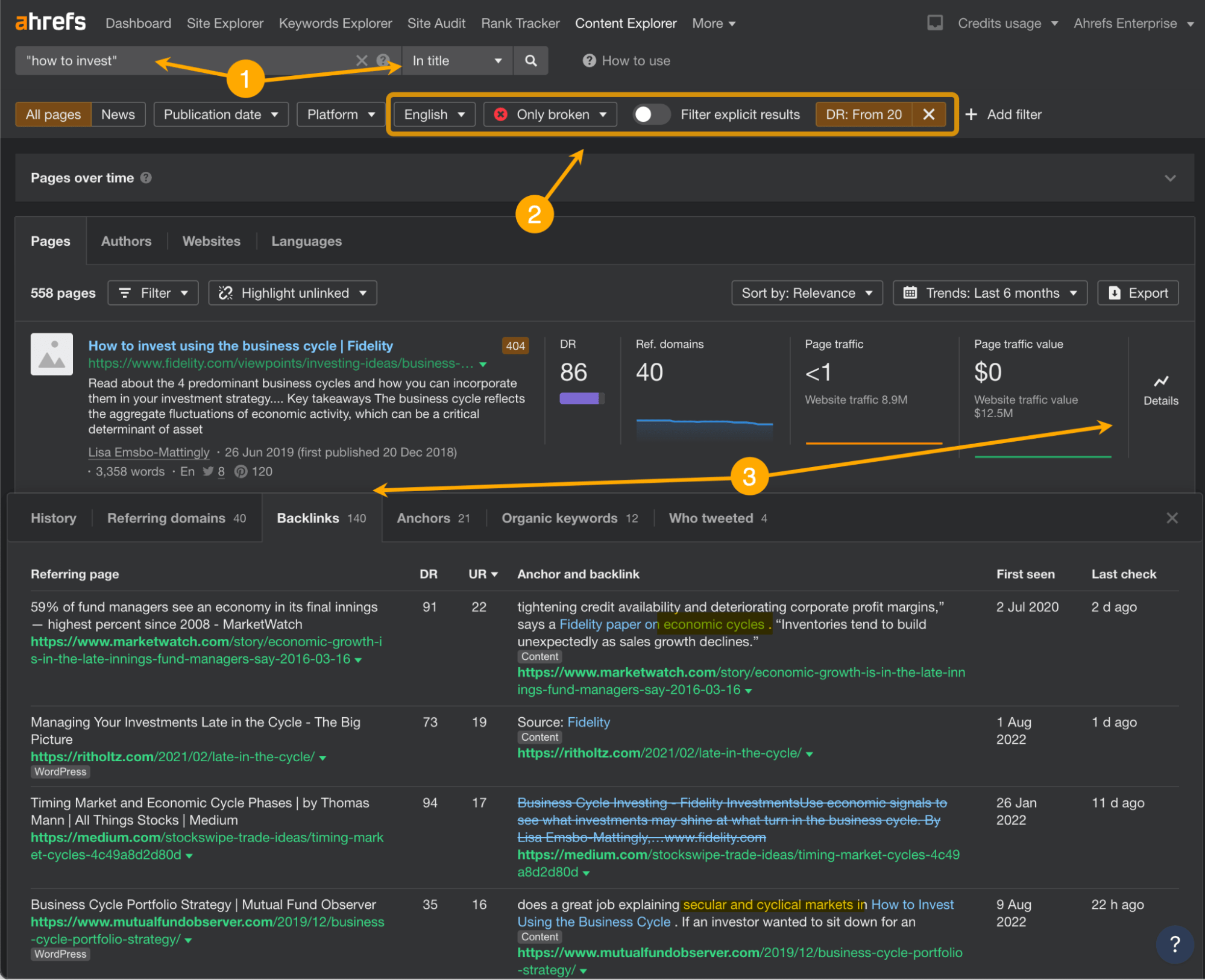 用 Ahrefs Content Explorer 查找用于建立链接的失效页面