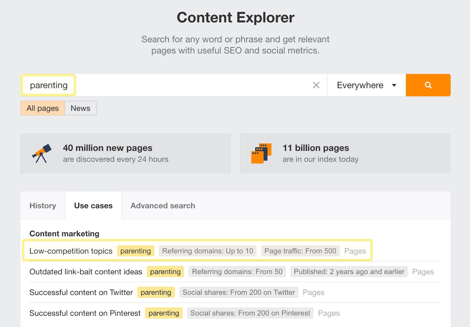 New use cases and predefined filters in Content Explorer