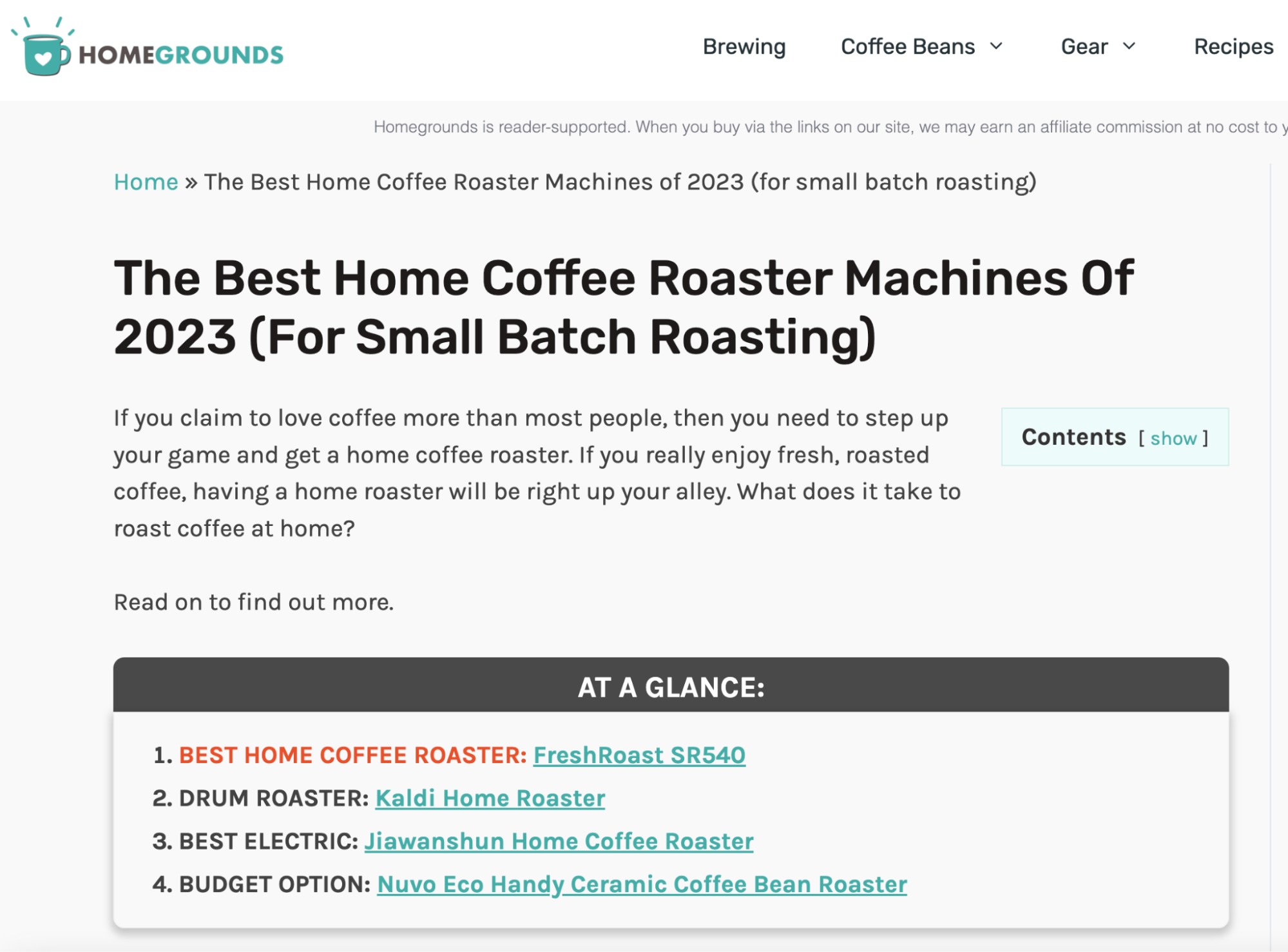 Homegrounds' review of the best coffee roasters