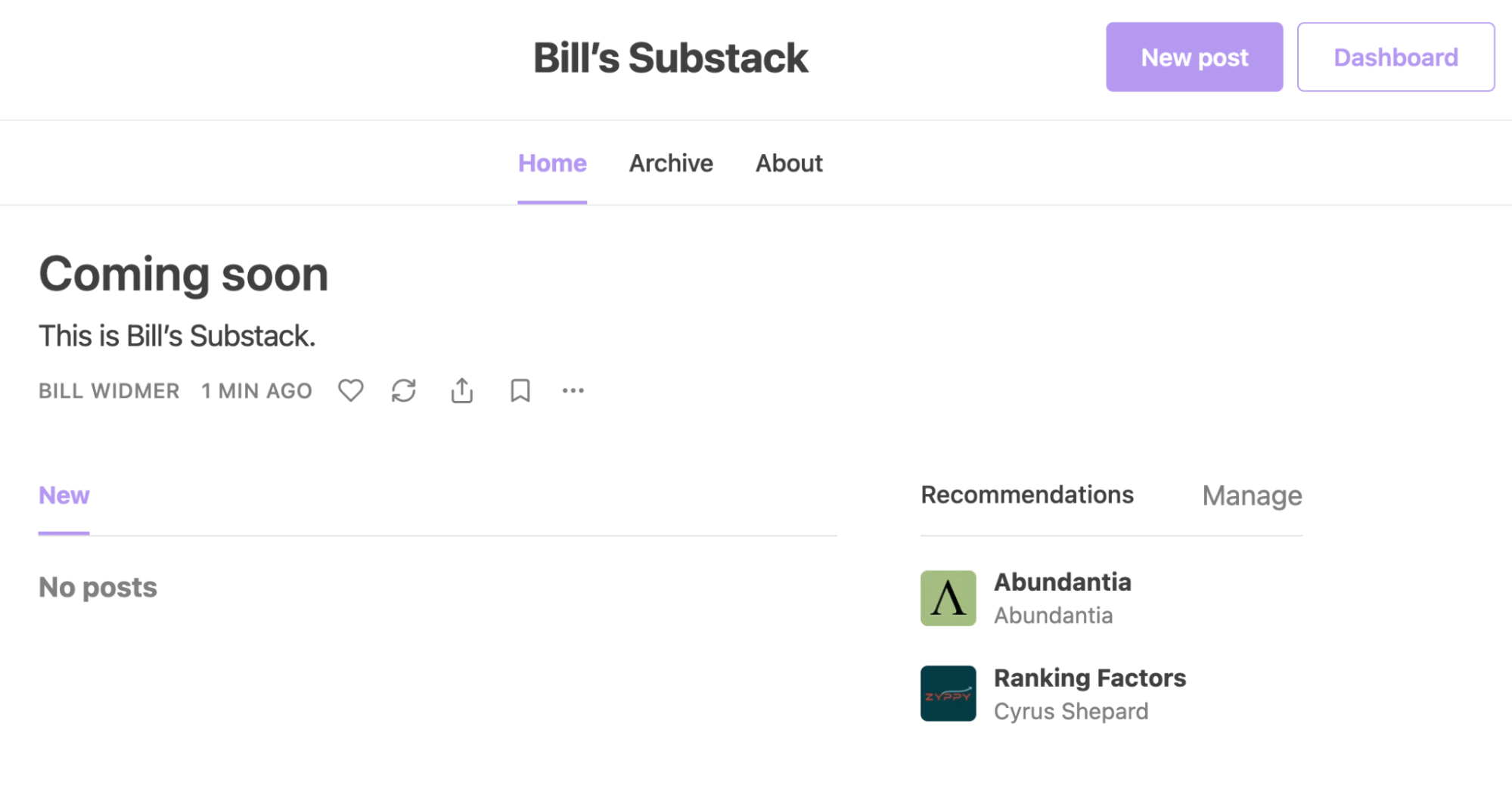 Substack user interface