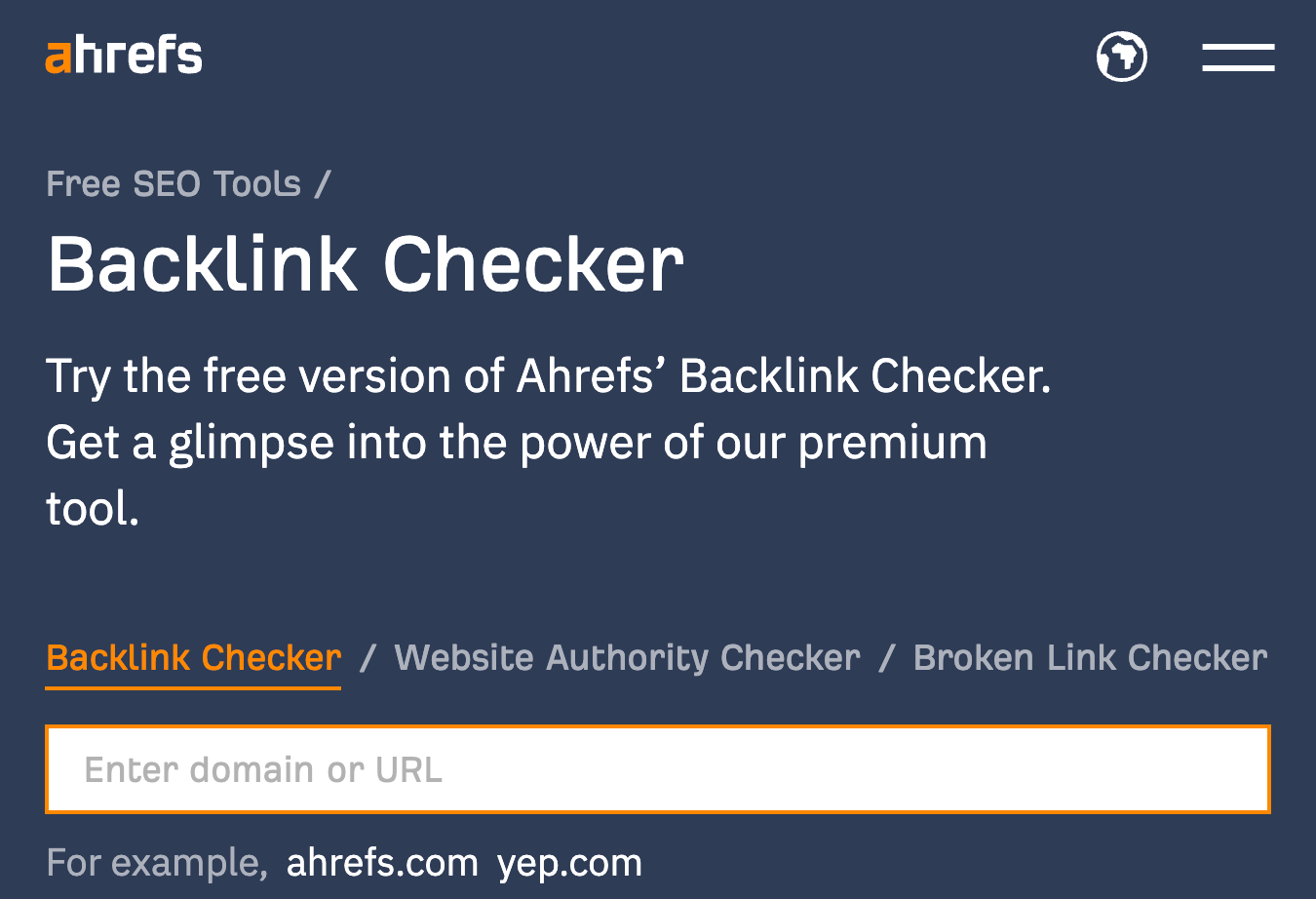 Ahrefs' free backlink checker
