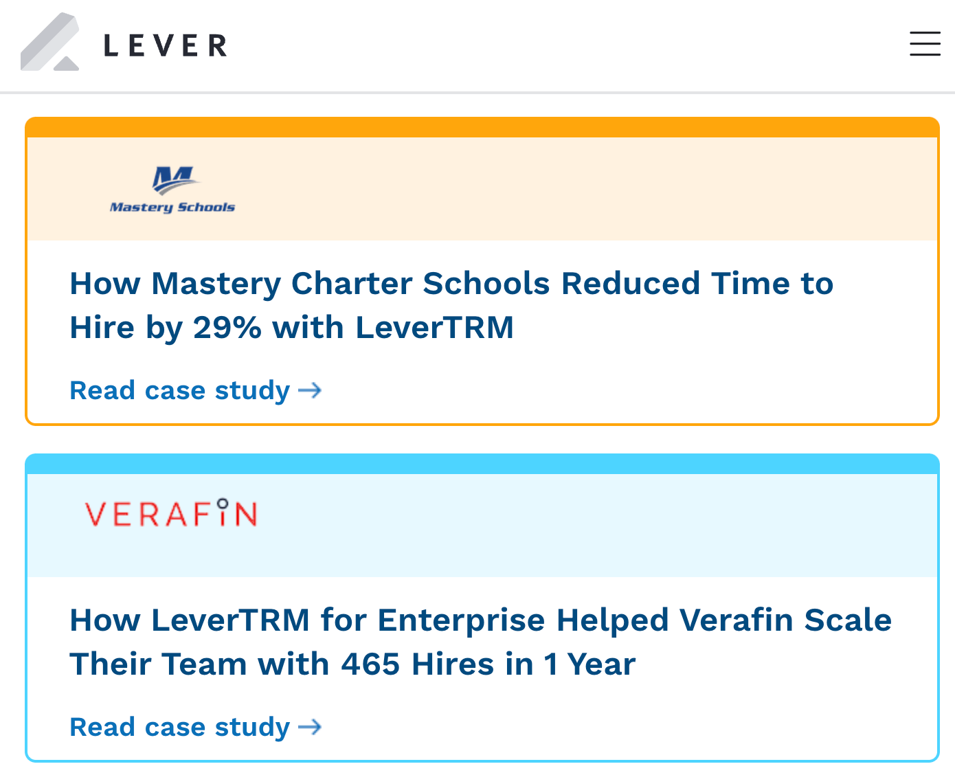 Lever's customer case studies
