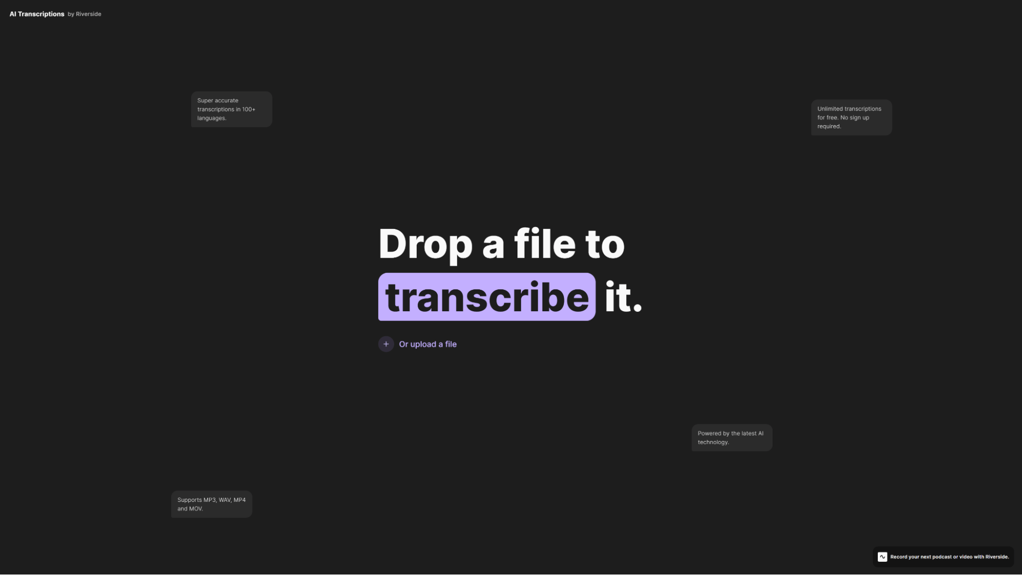 AI Transcriptions by Riverside ،mepage