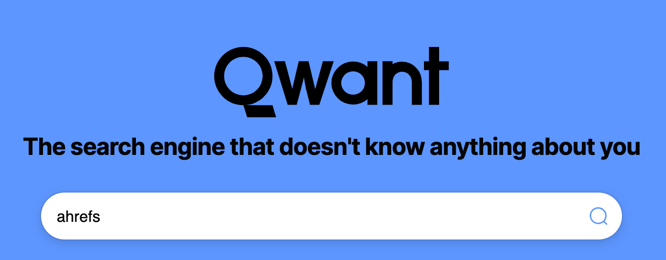Searching "ahrefs" on Qwant
