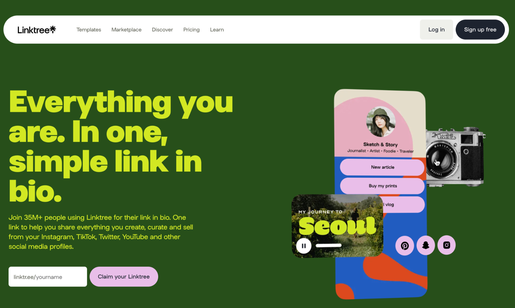 Linktree's homepage
