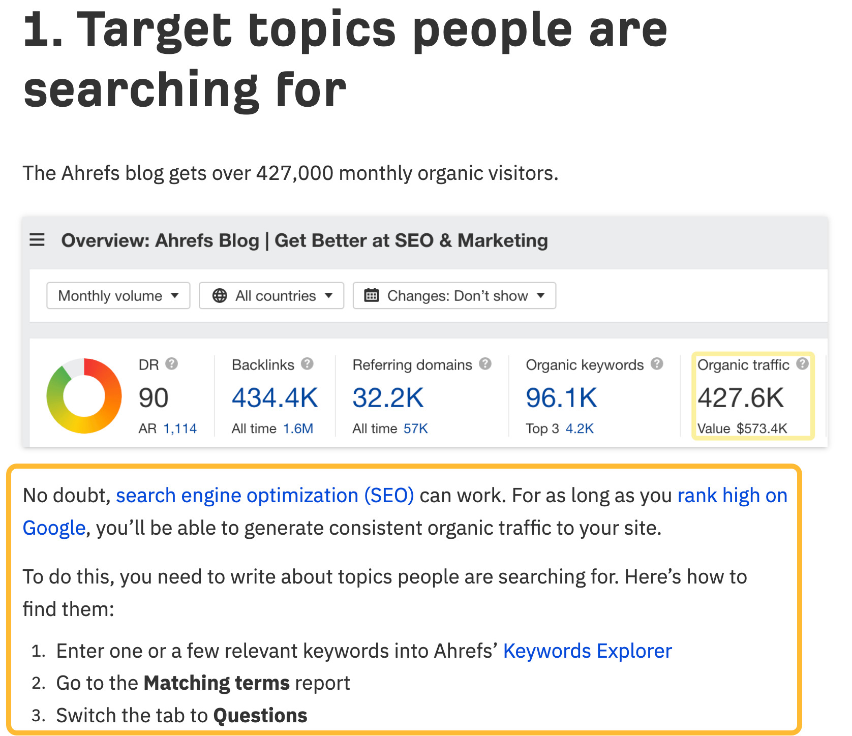 Ahrefs' blog post on driving traffic to your website
