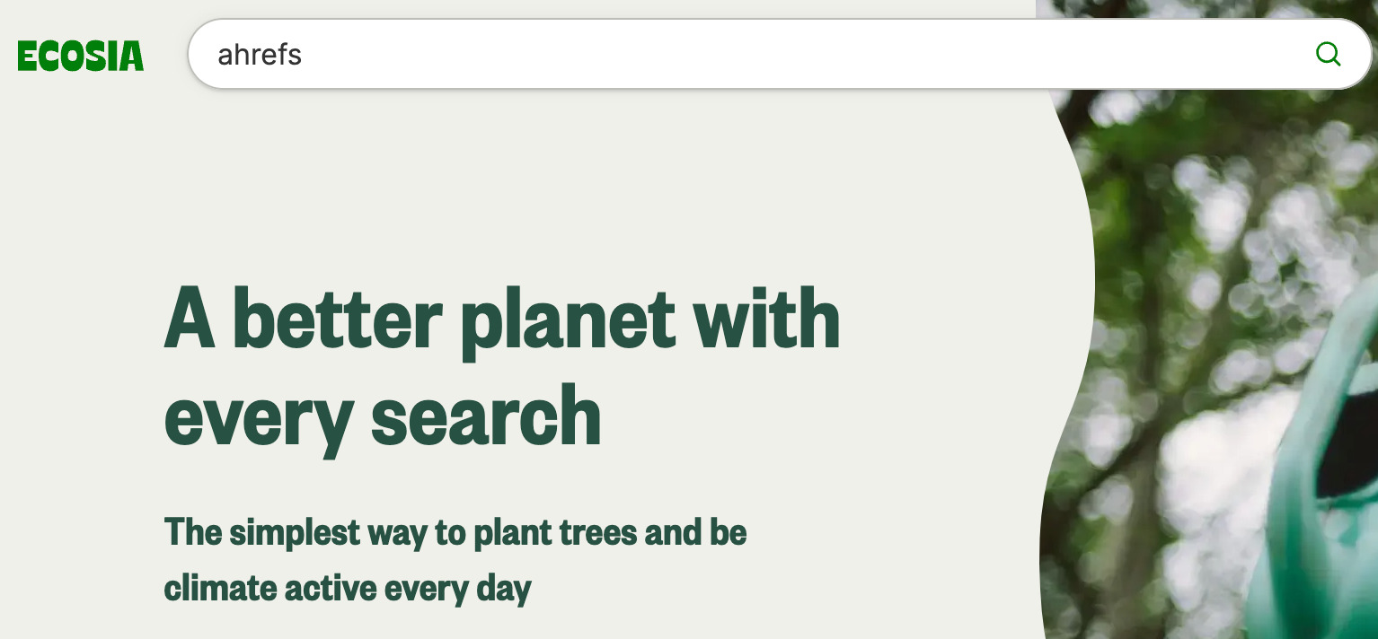 Searching "ahrefs" on Ecosia
