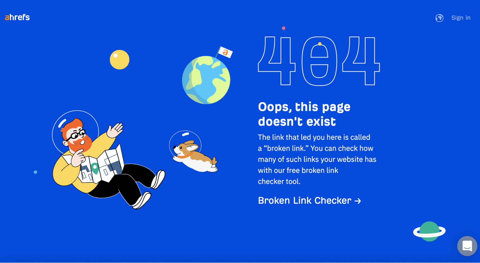 Ahrefs 404 page, via ahrefs.com

