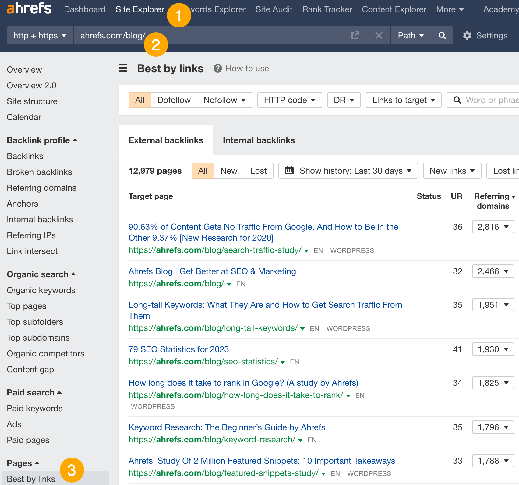 Using Best by links report to find link bait opportunities, via Ahrefs' Site Explorer