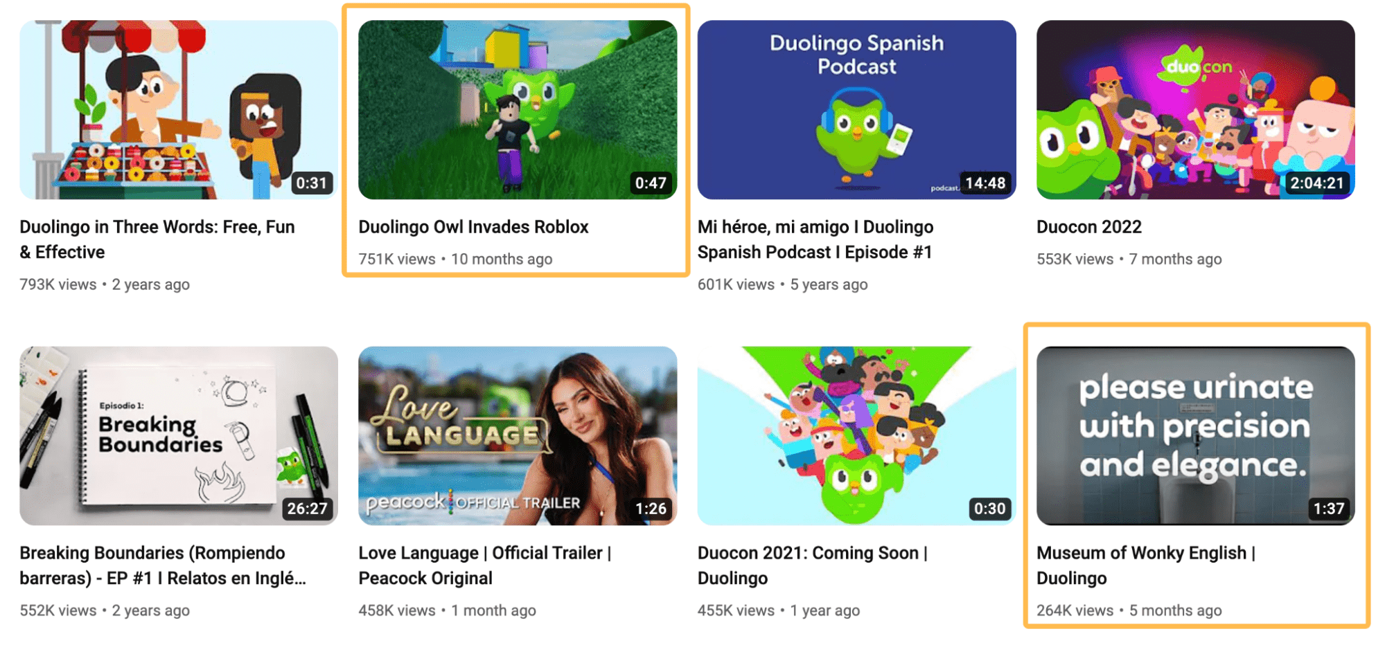 Duolingo's YouTube videos