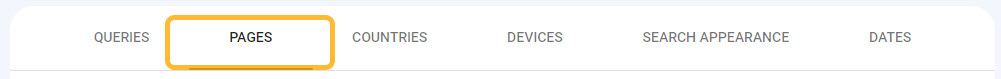 Guia "Páginas" no Google Search Console