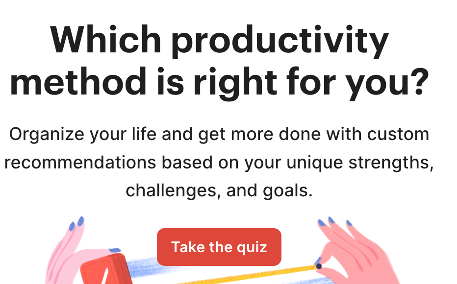 Todoist's productivity methods quiz
