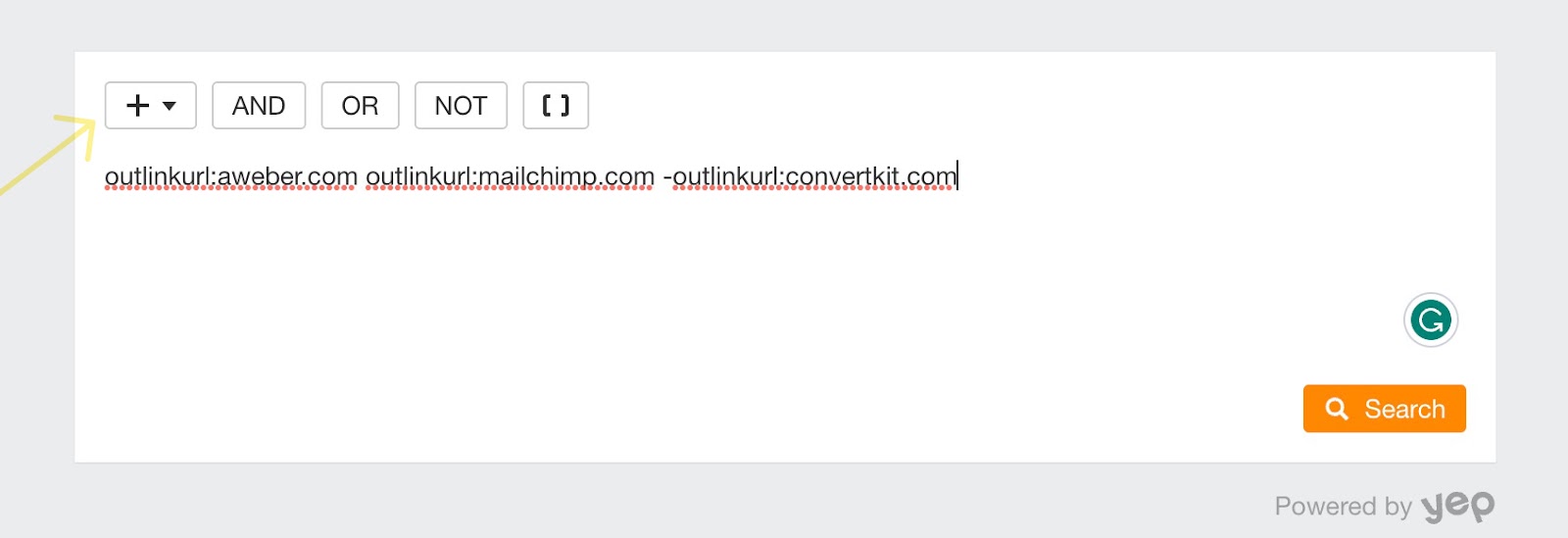Using the outlinkurl search operator