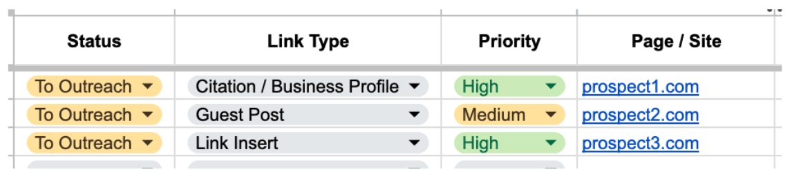 Link prospecting template screenshot