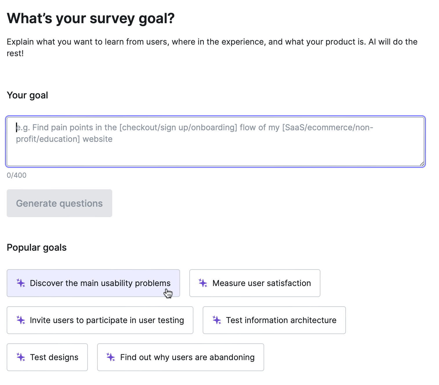 Hotjar's AI survey feature 