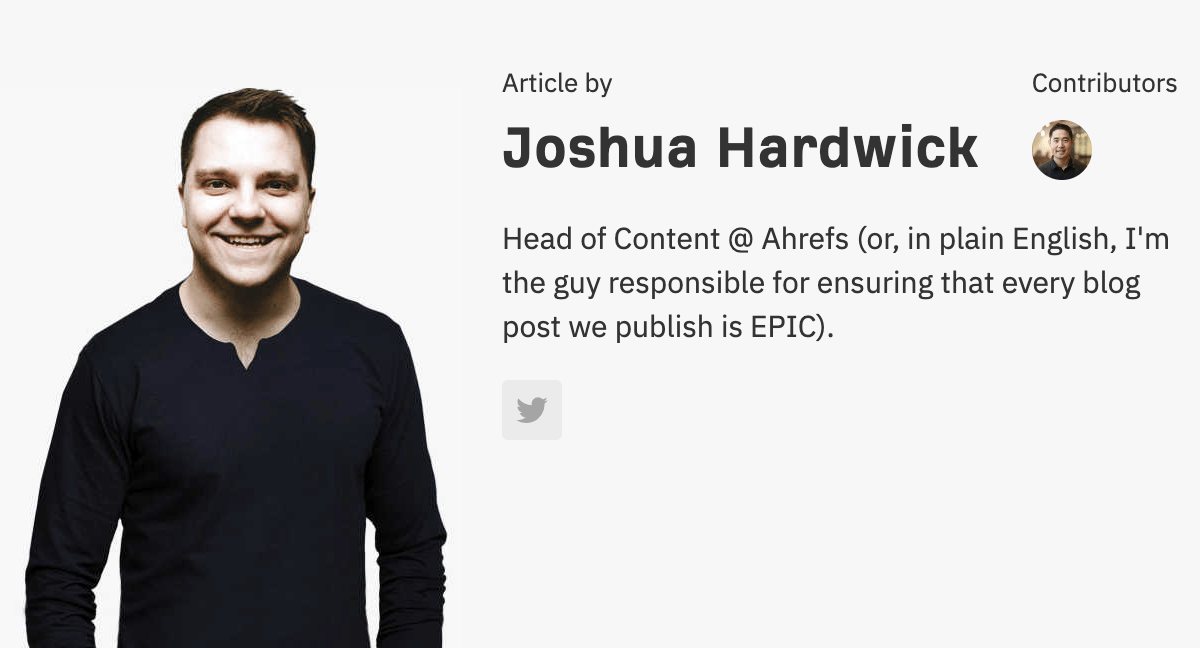Josh Hardwick's author bio on the Ahrefs Blog
