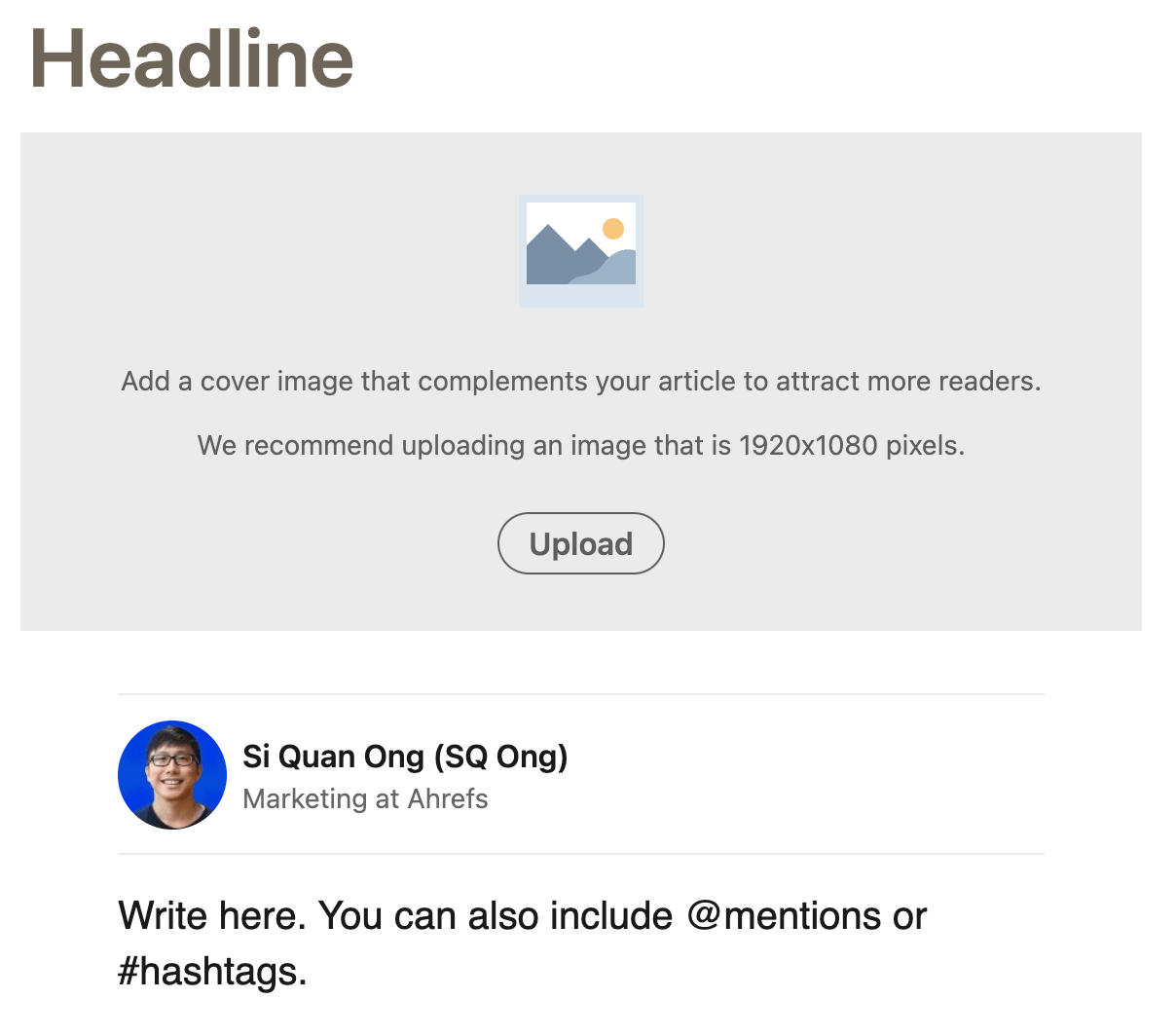 Writing an article on LinkedIn
