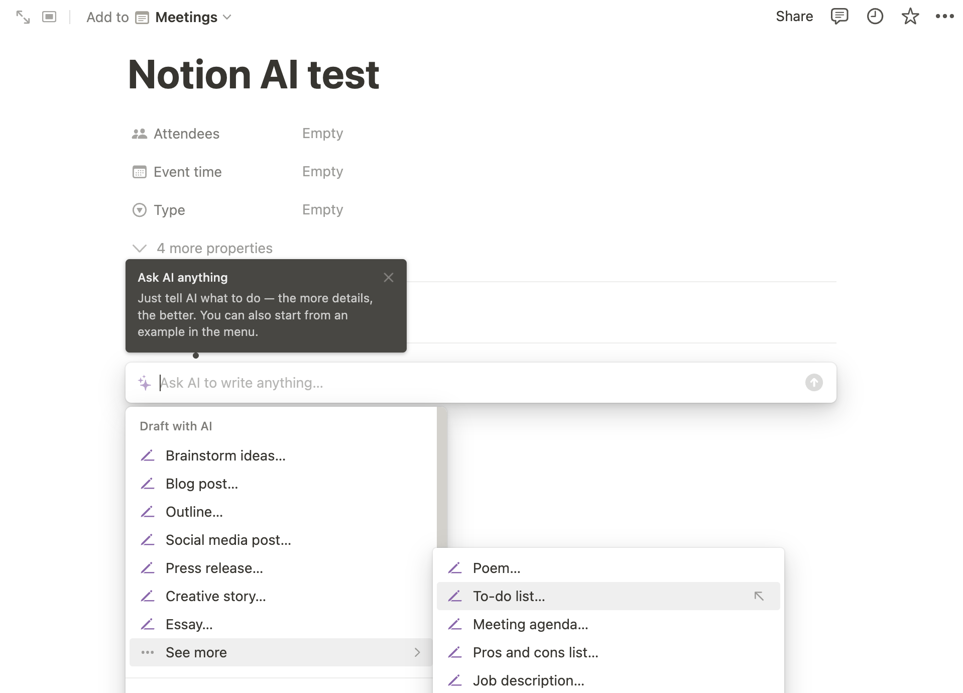 Notion AI 选单
