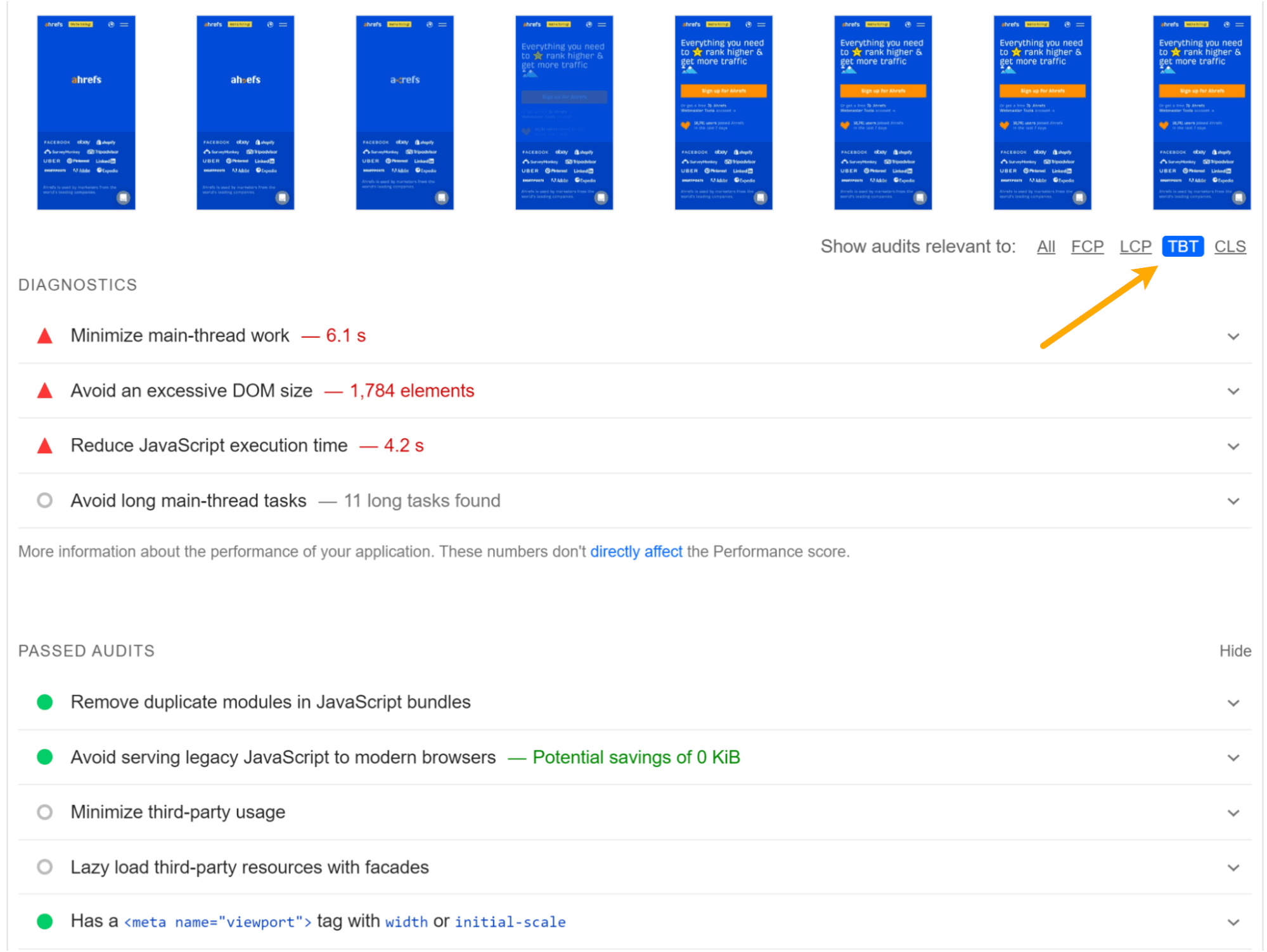 مسائل مربوط به TBT در Google PageSpeed ​​Insights