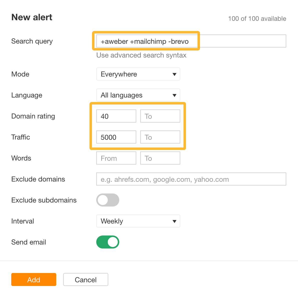 Setting up keyword alerts.
