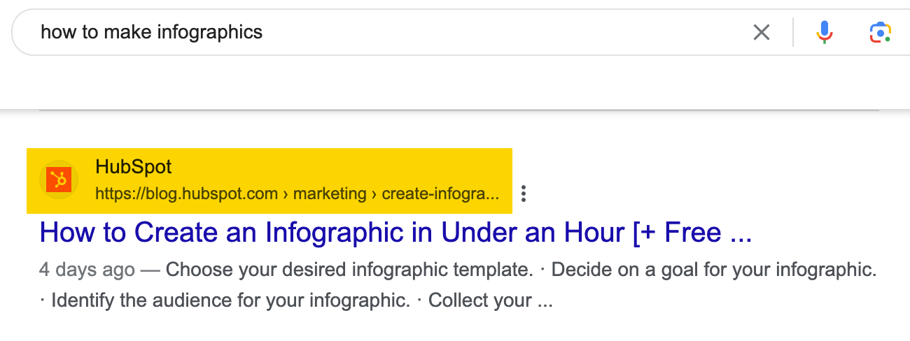 HubSpot ranks for "how to make infographics"