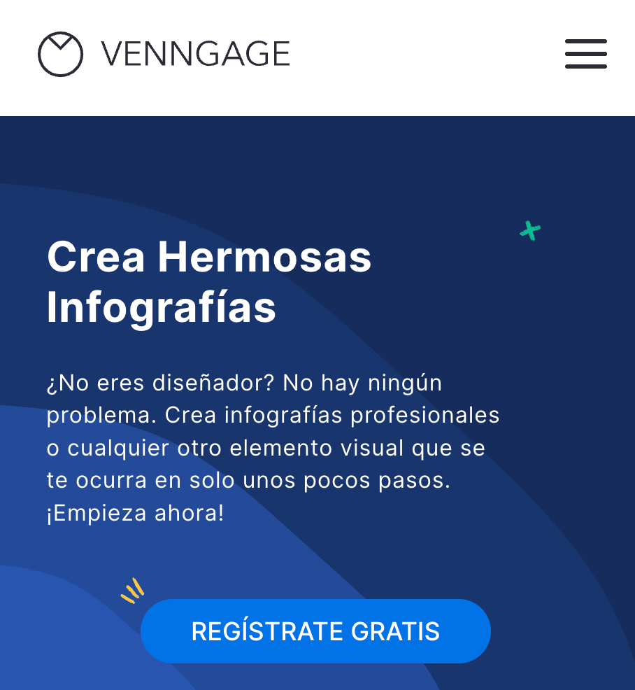 Venngage's homepage in Spanish
