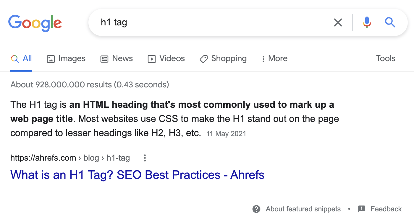 Featured snippet example