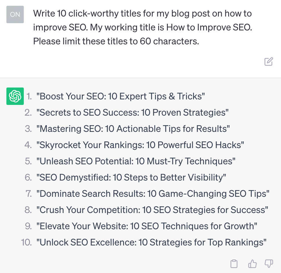 ChatGPT 对10个值得点击的标题的建议
