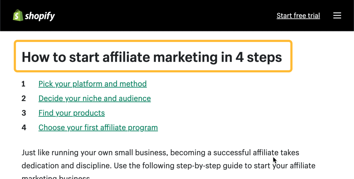 All top-ranking posts for "affiliate marketing" explain how to get started
