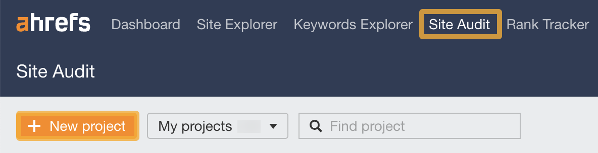 Accessing Site Audit in Ahrefs
