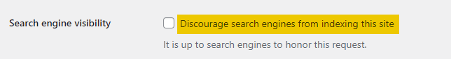 WordPress search engine visibility