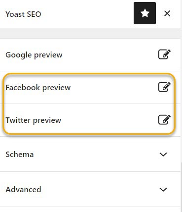 Menu s،wing "social preview" options