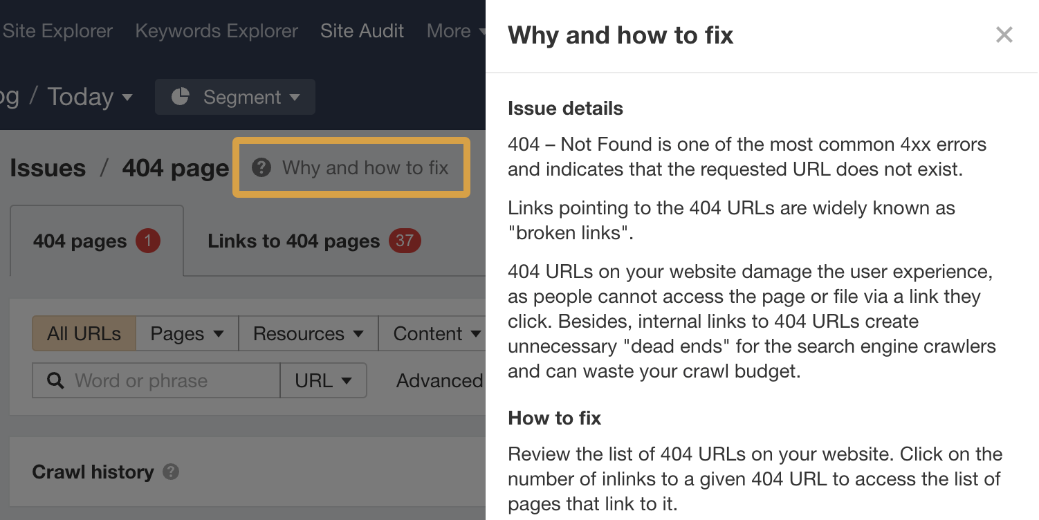  Ahrefs Site Audit（网站诊断）中如何修复问题的说明