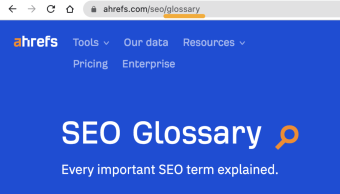 我们的 SEO glossary 页面的 URL 别名