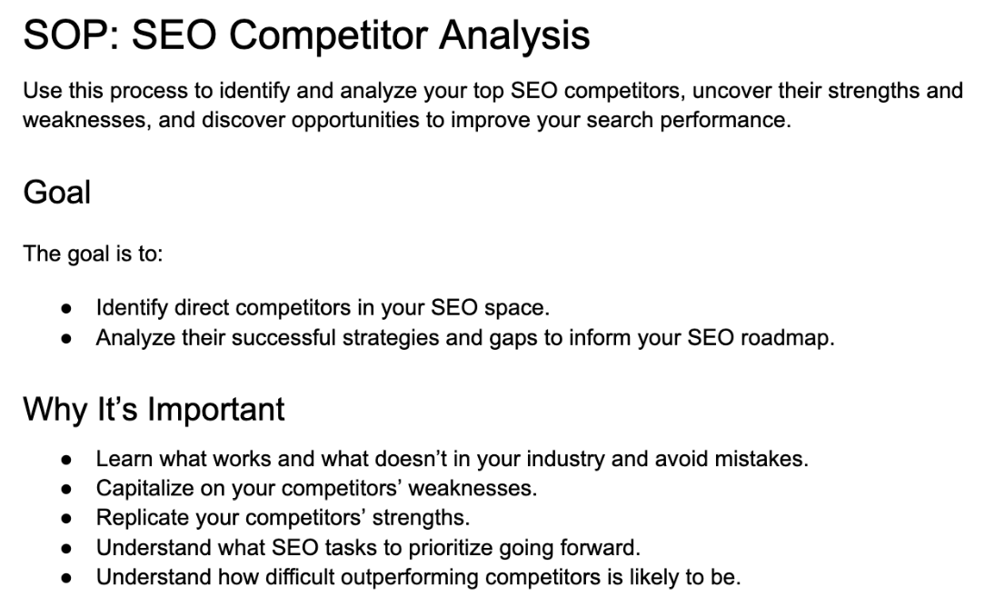 SEO Competitor Analysis Report Template screenshot